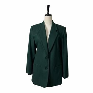Laura Gayle Vintage Blazer Petite Hunter Green Wool Jacket Women’s Size 10P